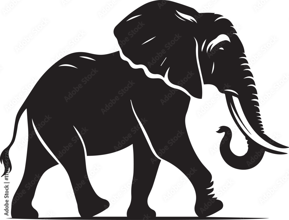 Fototapeta premium Elephant silhouette walking with a gentle swaying motion vector