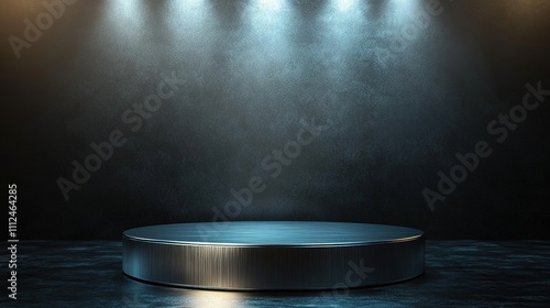 Empty stage with spotlight and dark background, concept of display