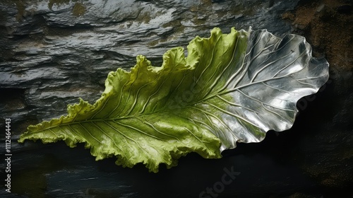 metallic silver leaf photo