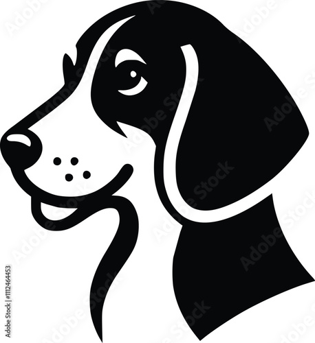 Black and White Illustration of a Black and Tan Coonhound