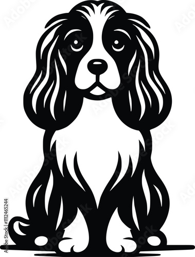Black and White Illustration of a Blenheim Spaniel