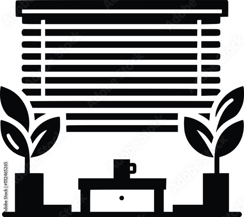 Black and White Illustration of Blinds