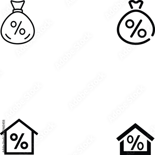real estate interest rates and savings money bag icon