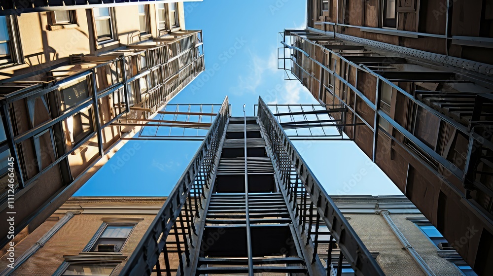 Fototapeta premium architecture fire escape stairs