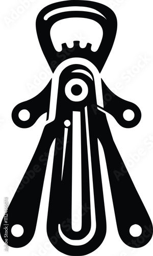 Black and White Illustration of a Bottle Opener