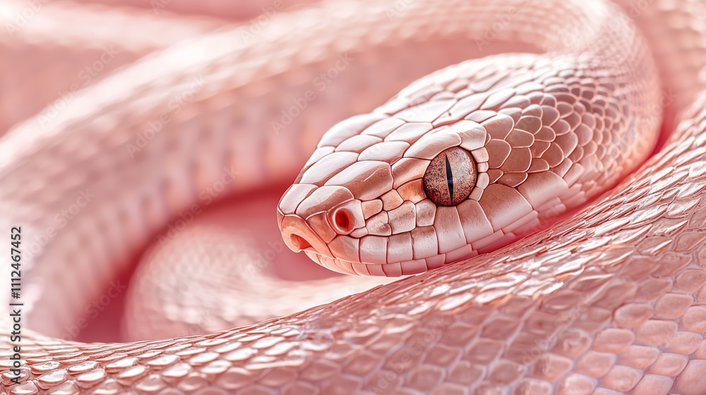 Fototapeta premium Pink Snake with Smooth Scales on Soft Background