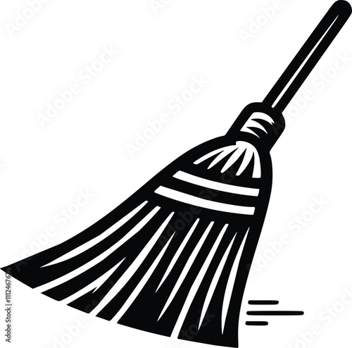Black and White Illustration of a Broom