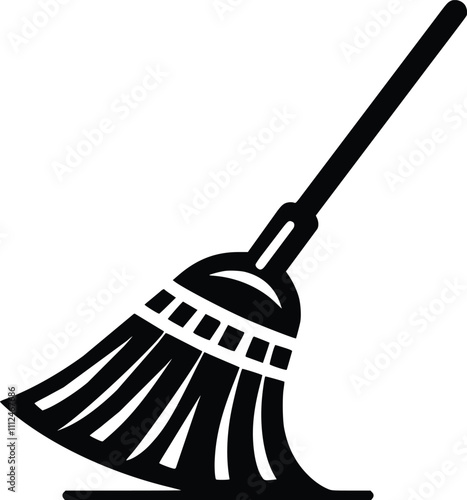 Black and White Illustration of a Broom
