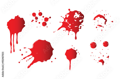Bleeding bloodstains scare texture vector collection on white background