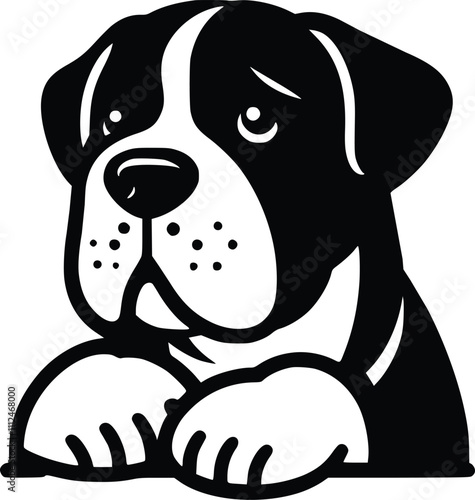 Black and White Illustration of a Bull Mastiff