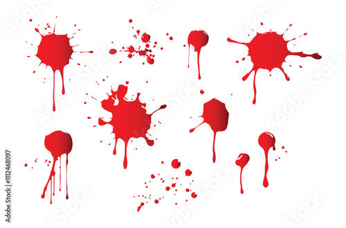 Bleeding bloodstains scare texture vector collection on white background