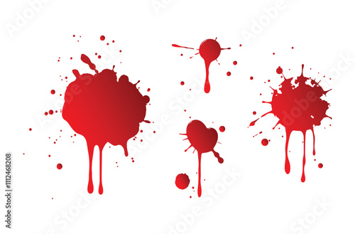 Bleeding bloodstains scare texture vector collection on white background