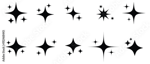 Shine or sparkle and twinkle star icon vector set sing and symbols. Star set icon vector illustration.
