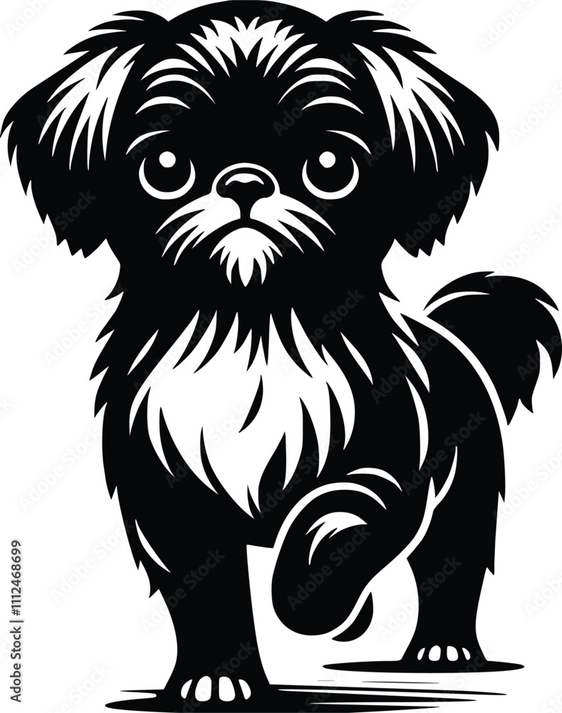 Obraz premium Black and White Illustration of a Dog Brabancon Griffon