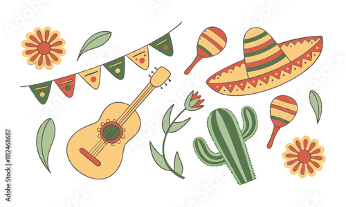 Download Cinco De Mayo Vector  Icons Set . This Design Concept Isolated Premium Vector. 