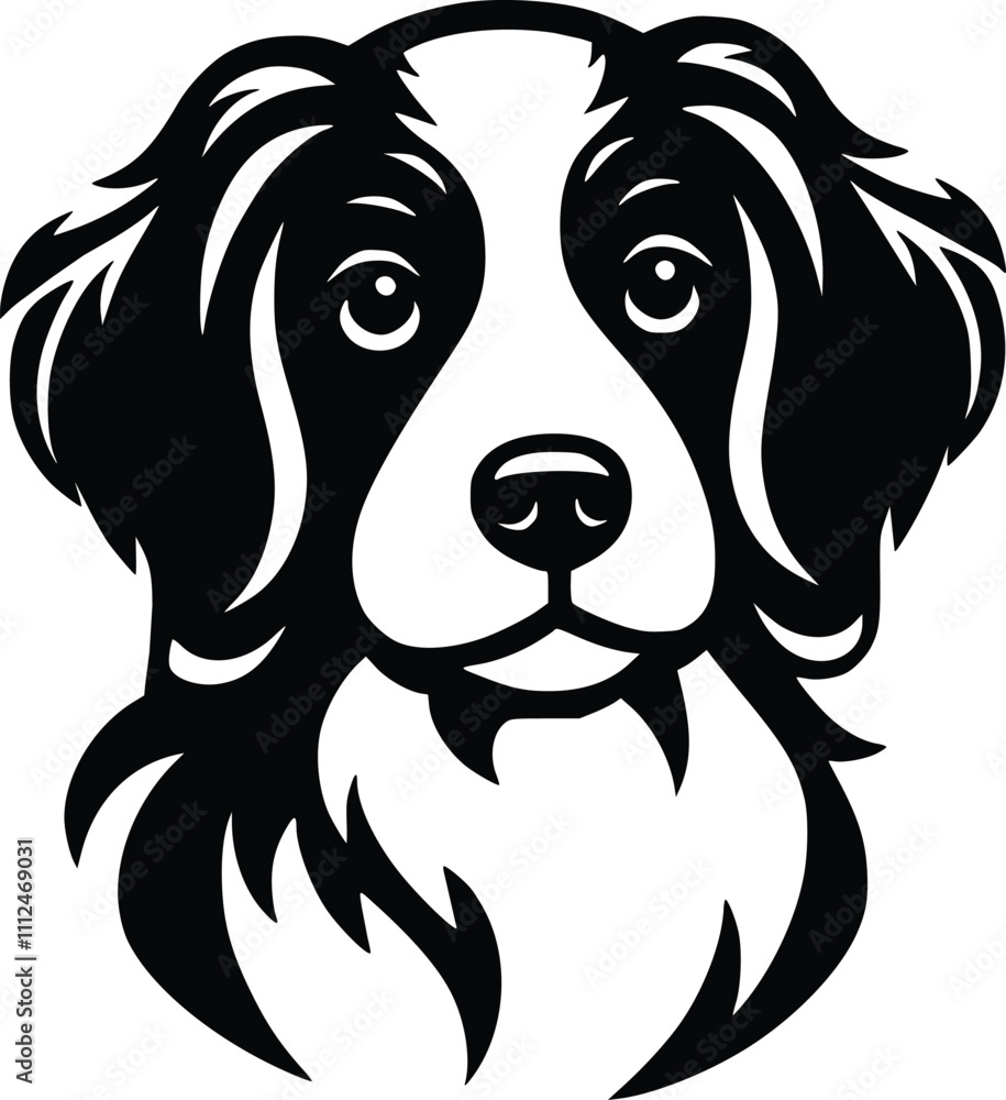 Black and White Illustration of a Brittany Spaniel Dog Black and White Illustration of a Brittany Spaniel Dog
