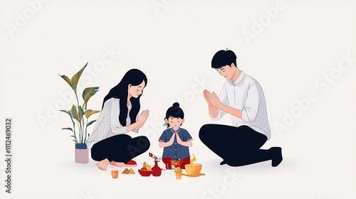 Family Praying Together: A Heartwarming Illustration of Faith and Togetherness