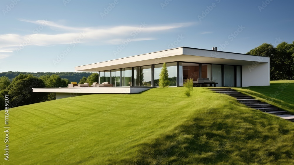 modern house and grass modern house and grass