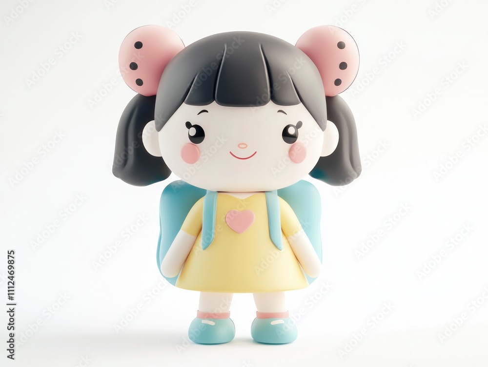 Cute 3D Cartoon Girl Backpack School Child Happy Kids Cute 3D Cartoon Girl Backpack School Child Happy Kids
