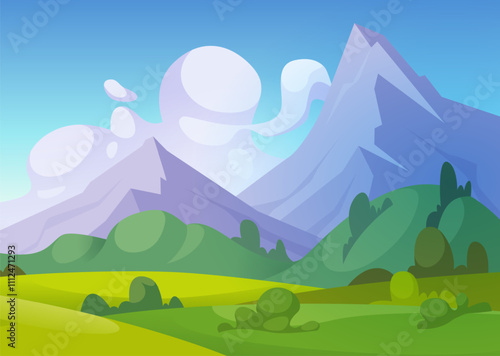 mountain. outdoor background with big mountain. vector cartoon template illustration