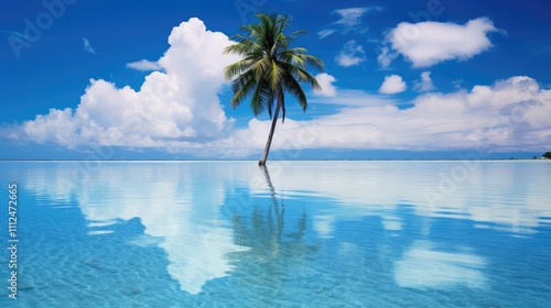 tropical blue palm trees