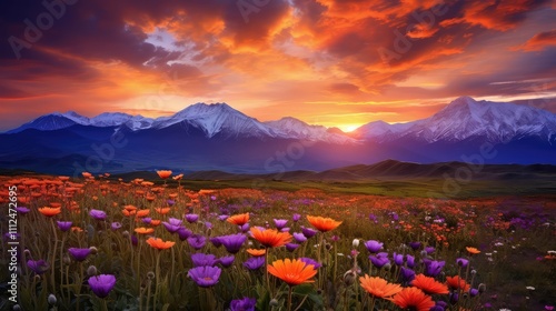 mountains orange and purple background