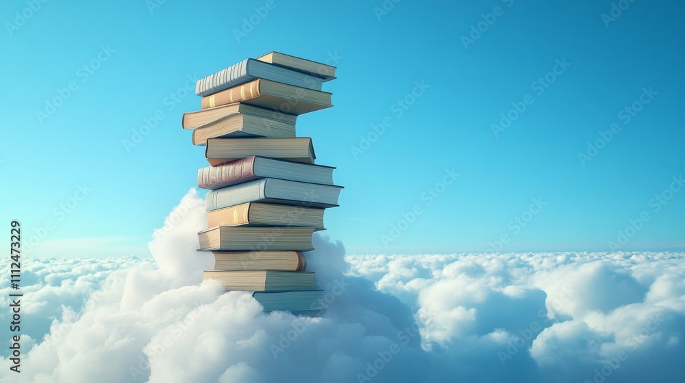 Fototapeta premium column made of books reach to the clouds