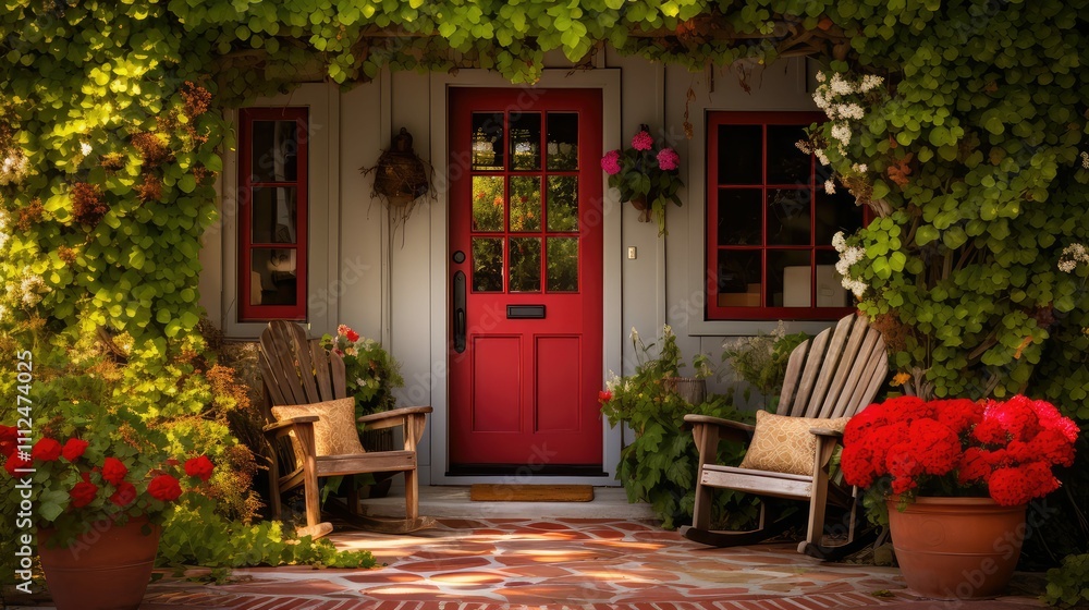 Naklejka premium red front door home