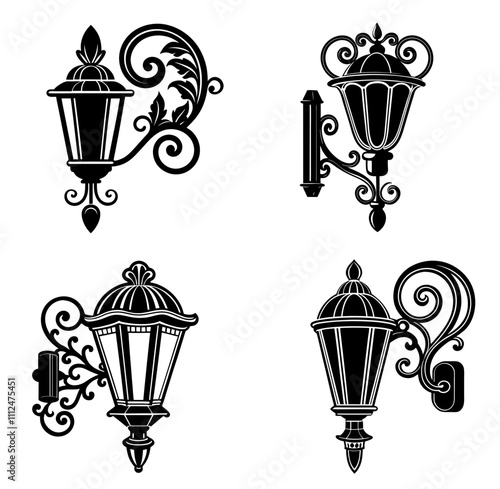 wall sconce silhouette vector illustration