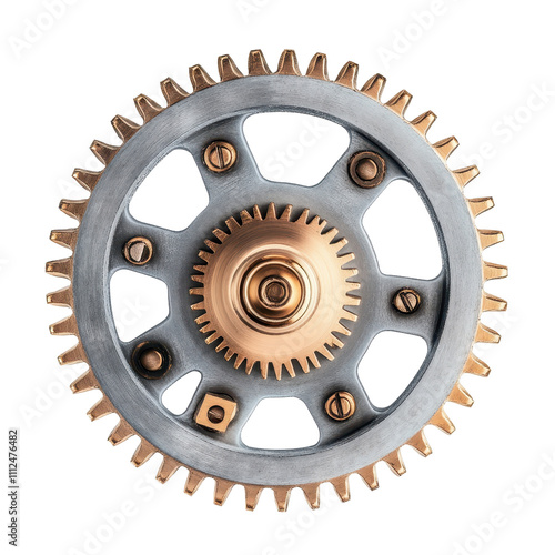 Detailed gear mechanism for industrial use. transparent background