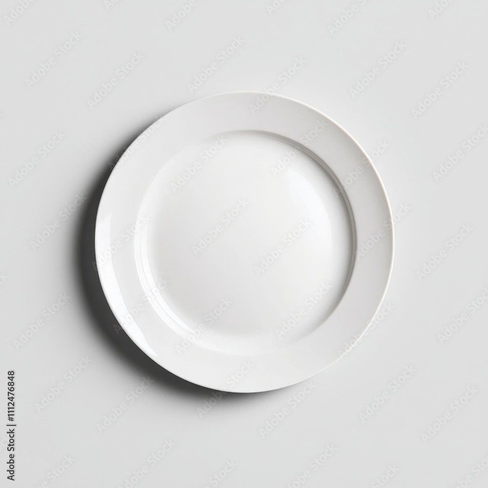 Clean, white plate on grey background, perfect for food presentation. Clean, white plate on grey background, perfect for food presentation.