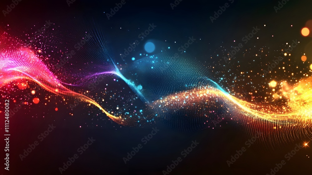 Fototapeta premium Abstract Colorful Light Waves Sparkle Design