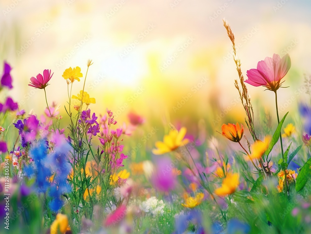 vibrant spring meadow filled with a plethora of colorful flowers in full bloom, creating a lively and cheerful atmosphere that celebrates the beauty of nature vibrant spring meadow filled with a plethora of colorful flowers in full bloom, creating a lively and cheerful atmosphere that celebrates the beauty of nature