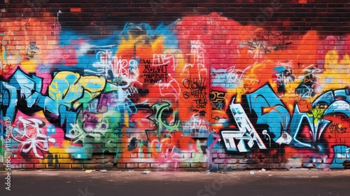 colorful brick wall broken