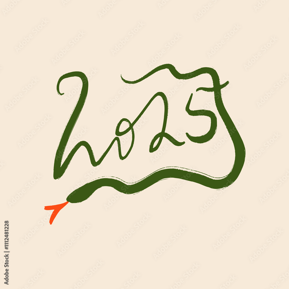 Green Wooden Snake Lunar Chinese New Year 2025 Holiday Funky Groovy Postcard Illustration Cartoon Humor Boho Childish Drawing. Vector Christmas Animal Kids Stylized Concept With Lettering Clip-art Green Wooden Snake Lunar Chinese New Year 2025 Holiday Funky Groovy Postcard Illustration Cartoon Humor Boho Childish Drawing. Vector Christmas Animal Kids Stylized Concept With Lettering Clip-art