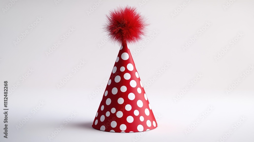 festive red party hat with white polka dots. festive red party hat with white polka dots.