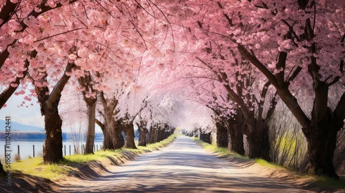 blossoms road in spring photo