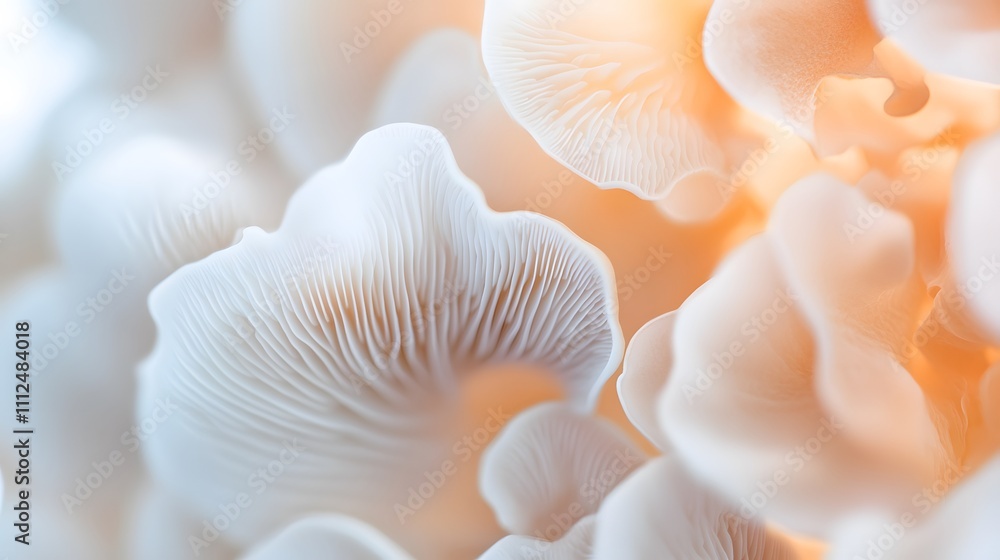 Delicate Oyster Mushrooms Close Up Soft Light Delicate Oyster Mushrooms Close Up Soft Light