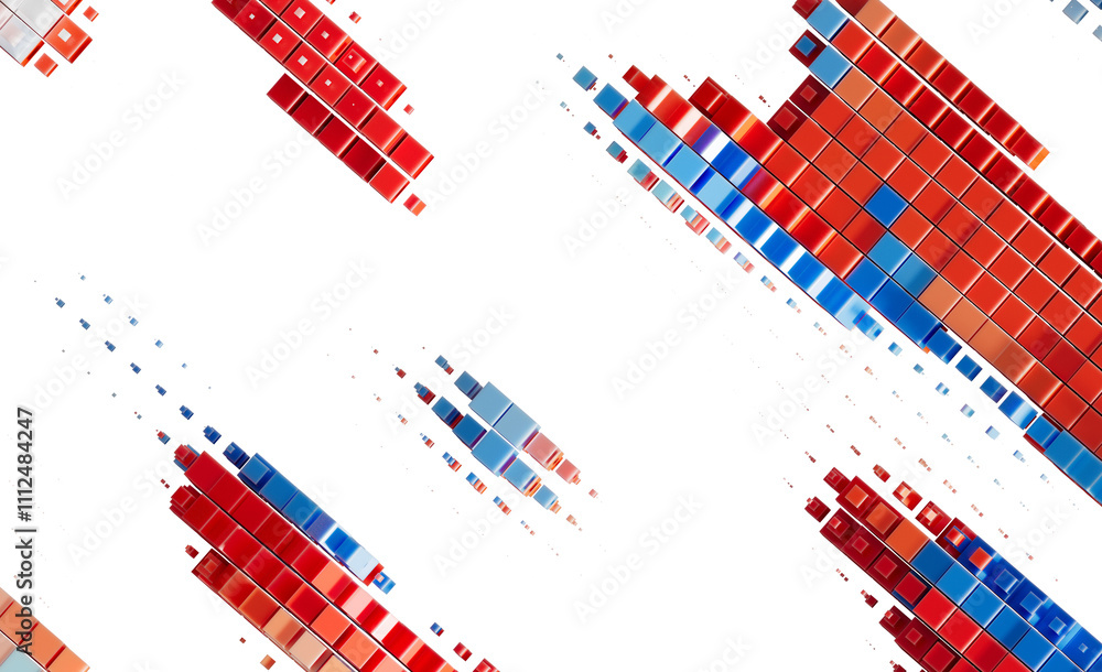 Abstract Red Blue Cube Mosaic Pattern Background Abstract Red Blue Cube Mosaic Pattern Background