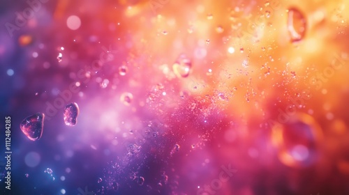 A colorful abstract background with water droplets, creating a dreamy and vibrant atmosphere.