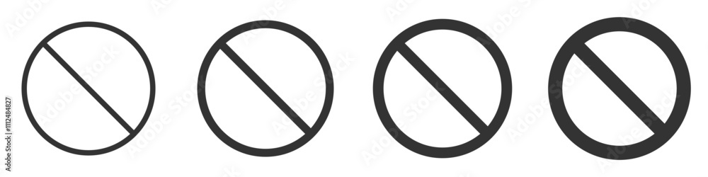 Set of prohibition symbols in a clean, bold minimalist design. Set of prohibition symbols in a clean, bold minimalist design.