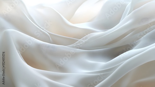 Elegant Draped White Fabric Soft Texture