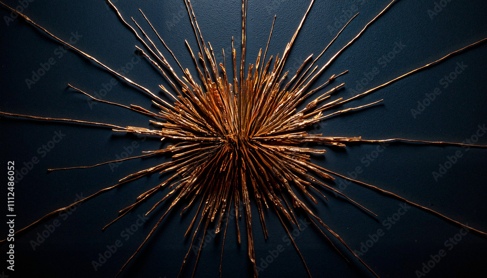Naklejka premium Good background of golden sunburst pattern on dark blue surface.