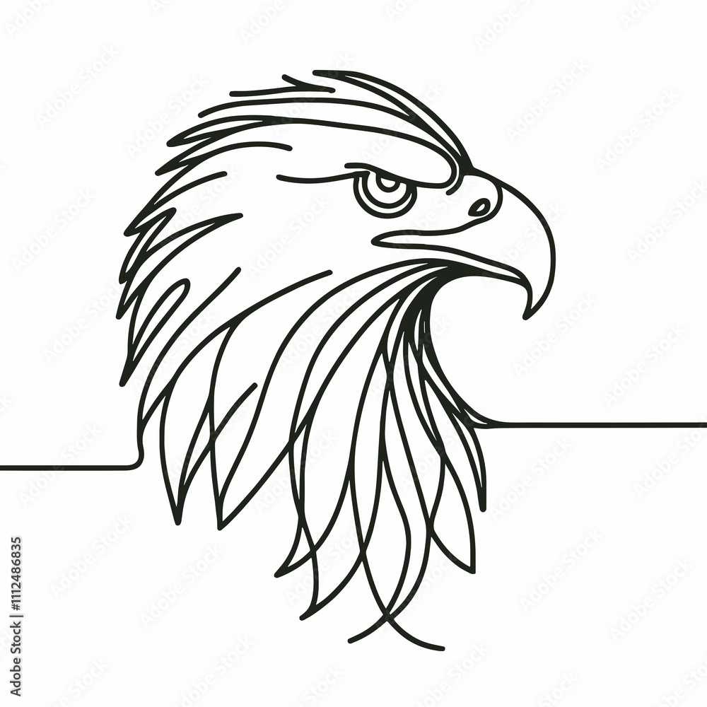 Minimalistic depiction of an eagle head in line art style, AI Generation Minimalistic depiction of an eagle head in line art style, AI Generation
