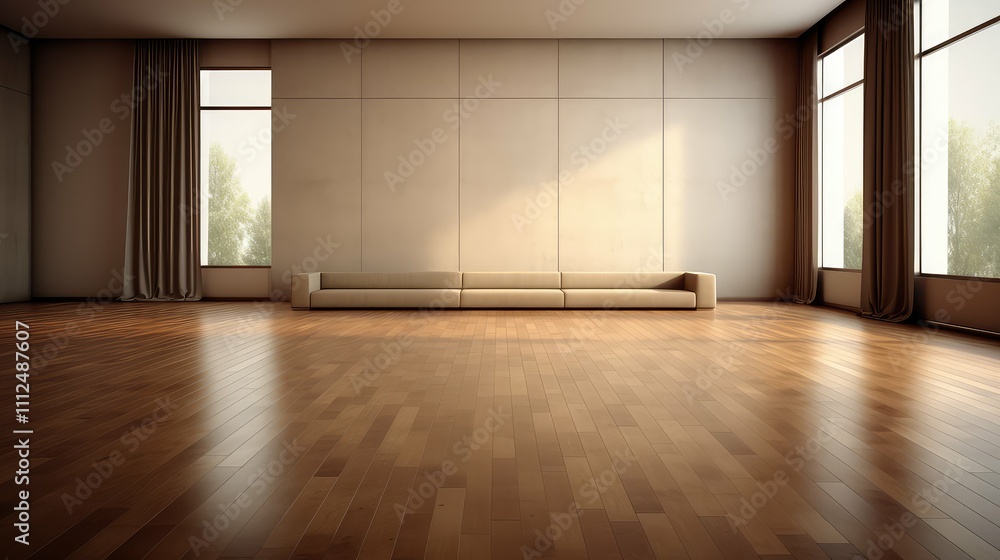 Fototapeta premium contemporary empty room wood floors