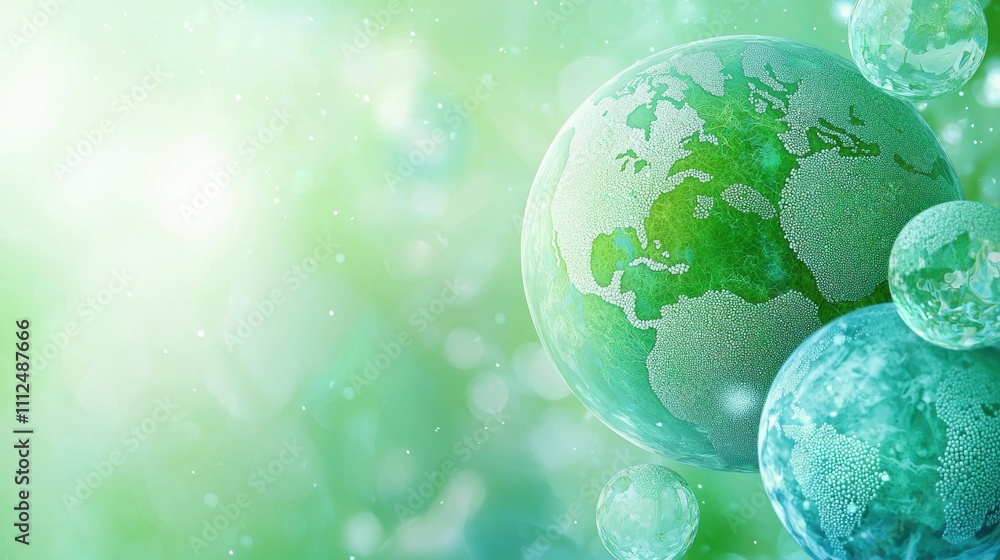 Obraz premium Soft green and blue abstract earth globe patterns eco concept for a calm environment
