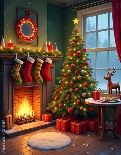 christmas tree with fireplace