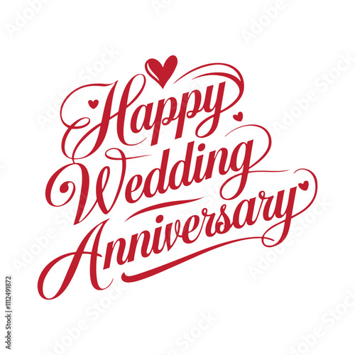 Happy Anniversary Calligraphic lettering design for greeting card