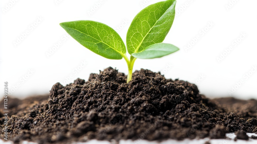Flourishing Young Plant Sprouting from Rich Soil Flourishing Young Plant Sprouting from Rich Soil