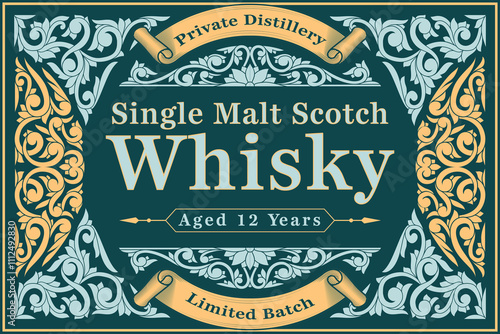Scotch whisky - ornate vintage decorative label